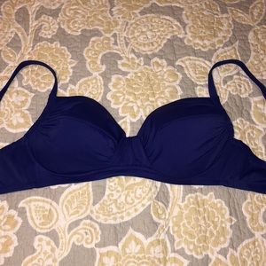 J.Crew D-cup ruched French bikini top blue, medium